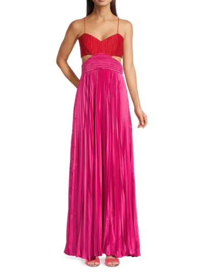 Amur Women's Elodie Colorblock Cutout Pleated Gown In Multi