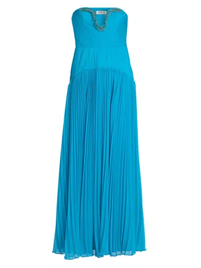 Amur Women's Fiora Beaded Pleated Strapless Maxi Dress In Multi