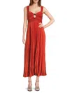 Amur Women's Gisella Pleated Midi-dress With Front Ring Detail