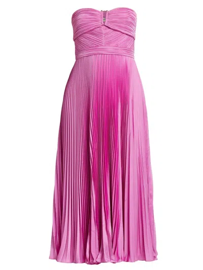 Amur Women's Harden Pleated Strapless Midi-dress In Pink
