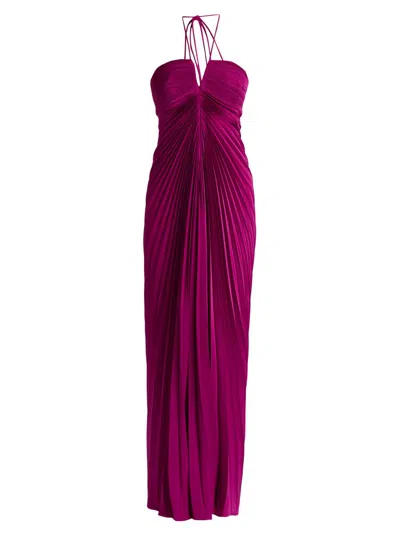 Amur Women's Ionea Pleated Halterneck Gown In Orange