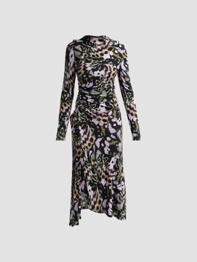 Amur Women's Isabella Printed Asymmetric-hem Midi Dress In Metamorphosis