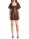 Amur Women's Joey Ruched Faux Leather Minidress