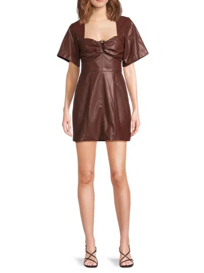 Amur Women's Joey Ruched Faux Leather Minidress