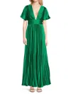 Amur Jupiter Pleated Sleeve Gown In Frog