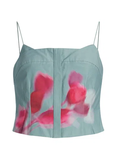 Amur Women's Kali Floral Cotton-blend Top In Blue