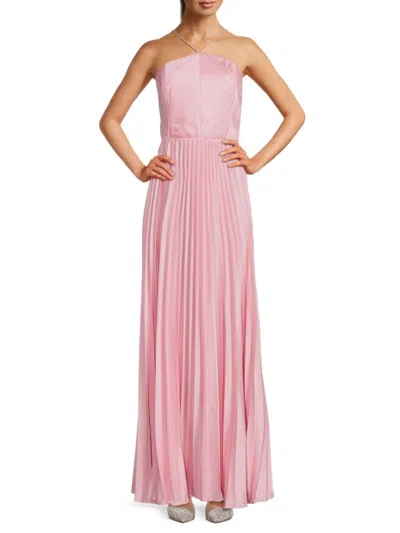 Amur Kamari Low-back Pleated Charmeuse Gown In Rosewater