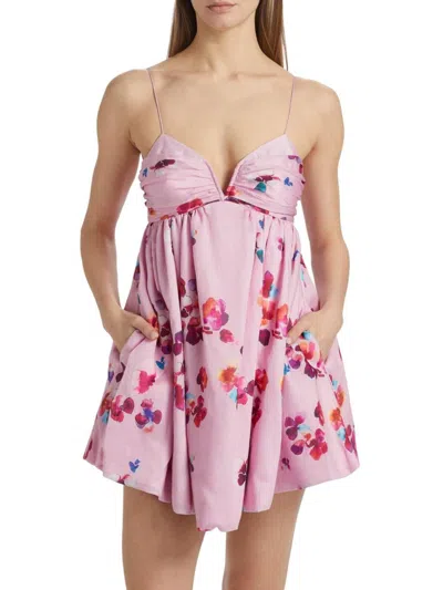 AMUR WOMEN'S KIMBERLY FLORAL SWEETHEART BABYDOLL MINIDRESS