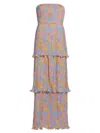 AMUR WOMEN'S LAINE FLORAL STRAPLESS TIERED GOWN