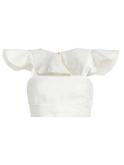 Amur Women's Lanna Linen-cotton Flutter Crop Top In Off White