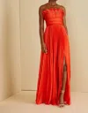 Amur Women's Losey Ruffle Neck Gown In Sun Coral In Red