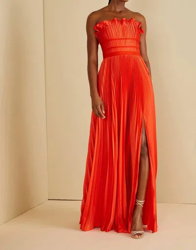 Amur Women's Losey Ruffle Neck Gown In Sun Coral In Red
