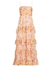 AMUR WOMEN'S MALLORY SILK FLORAL TIERED GOWN