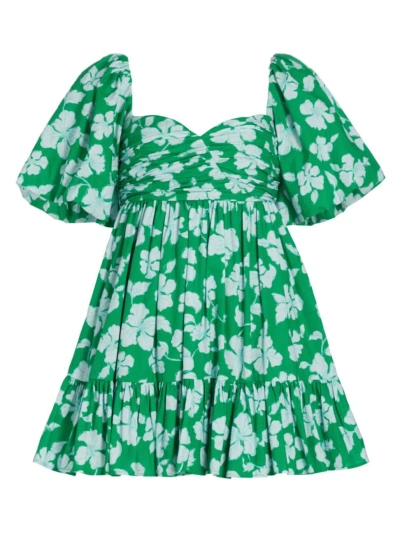 Amur Women's Martine Floral Puff-sleeve Minidress In Frog Flower