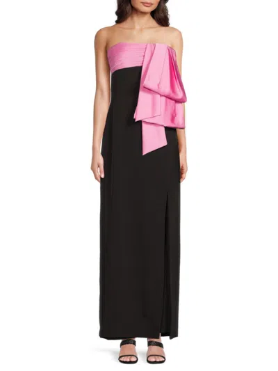 Amur Women's Melodie Draped Satin-panel Jersey Column Gown