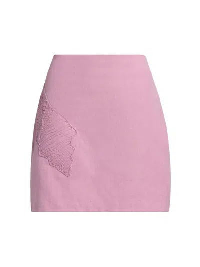Amur Women's Milana Embroidered Cotton-linen Miniskirt In Pink