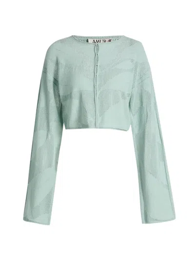 Amur Women's Nyra Relaxed Crop Knit Cardigan In Green
