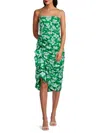 Amur Womens Gathered Organic Cotton Midi Dress In Green