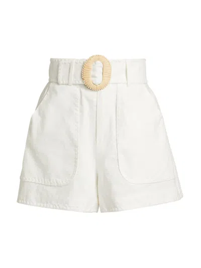 Amur Women's Orena Linen-cotton Belted Shorts In Off White