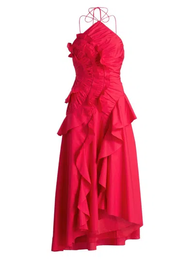 Amur Ottavia Ruffled Dress In Red