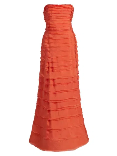 Amur Women's Pepper Strapless Layered Gown In Orange