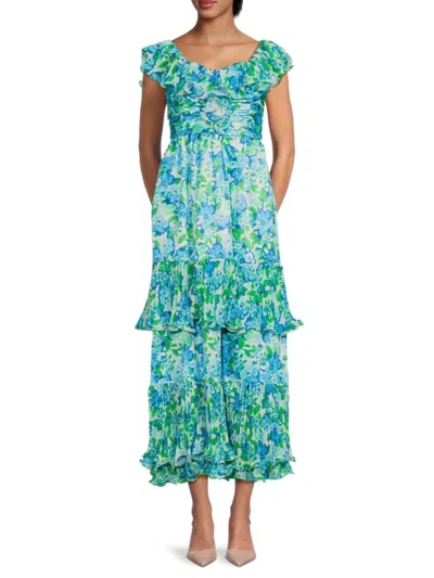 AMUR WOMEN'S PIA FLORAL TIERED MIDI DRESS