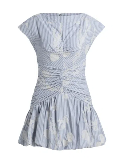 Amur Women's Rowyn Striped Ruched Bubble Minidress In Blue