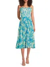 Amur Scottie Floral Strapless Midi Dress In True Blue