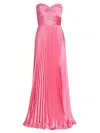 Amur Women's Strapless Pleated Satin Gown In Pink Lotus