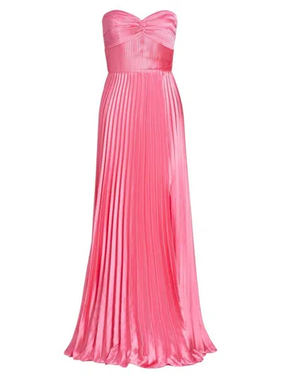 Amur Women's Strapless Pleated Satin Gown In Pink Lotus