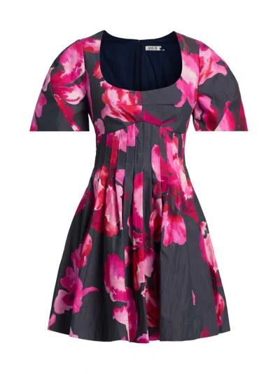 Amur Vivanca Puff Sleeve Dress In Purple