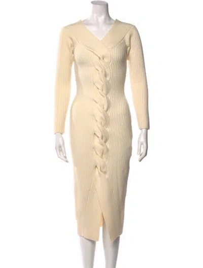 Pre-owned Amur Wool Midi Length Dress In Neutral