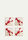 Amuse La Bouche Lobster Linen Napkins, Set Of 4 In Multi