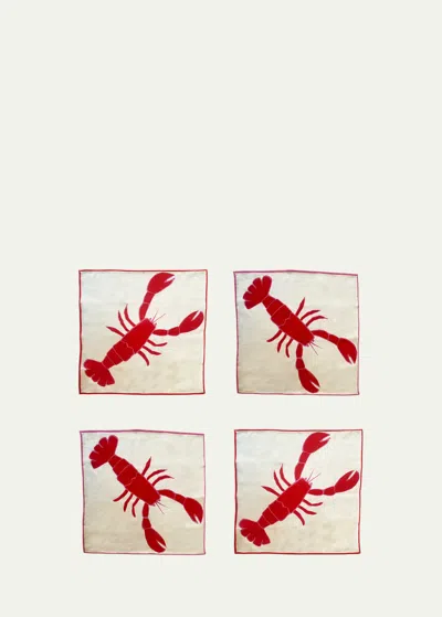 Amuse La Bouche Lobster Linen Napkins, Set Of 4 In Multi