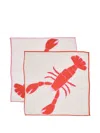 Amuse La Bouche Lobster Linen Napkins (set Of Two) In Multi
