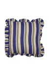Amuse La Bouche Striped Ruffled Cushion Cover In Blue