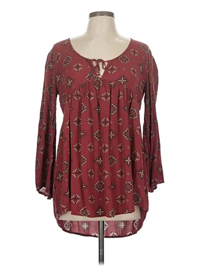 Pre-owned Amuse Society 3/4 Sleeve Blouse In Burgundy