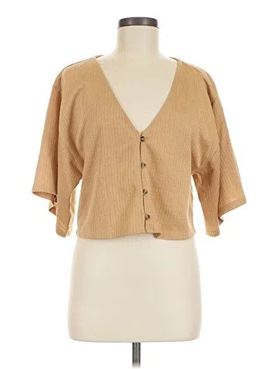 Pre-owned Amuse Society 3/4 Sleeve Blouse In Tan
