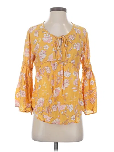 Pre-owned Amuse Society 3/4 Sleeve Blouse In Yellow