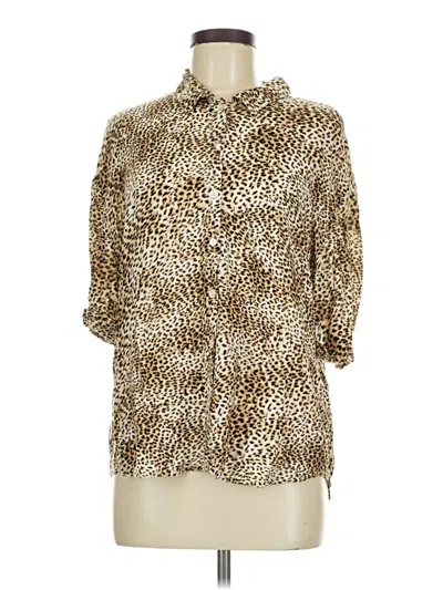 Pre-owned Amuse Society 3/4 Sleeve Button Down Shirt In Gold