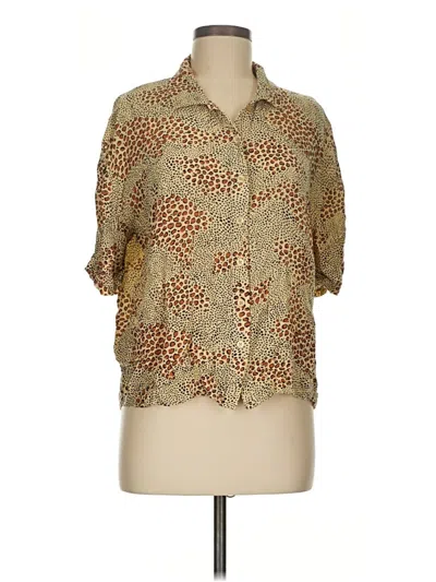 Pre-owned Amuse Society 3/4 Sleeve Button Down Shirt In Tan