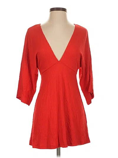 Pre-owned Amuse Society 3/4 Sleeve Top Red Plunge Neckline Tops