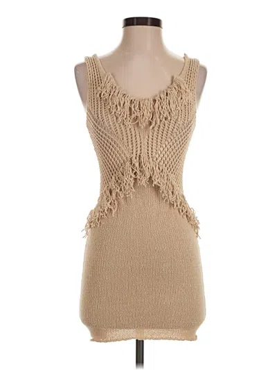 Pre-owned Amuse Society Cocktail Dress In Tan