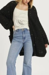 Amuse Society Dana Pointelle High-low Cardigan In Black