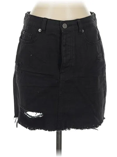 Pre-owned Amuse Society Denim Skirt In Black