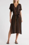 Amuse Society Last Dance Stripe Woven Shirtdress In Black