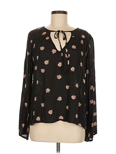 Pre-owned Amuse Society Long Sleeve Blouse In Black