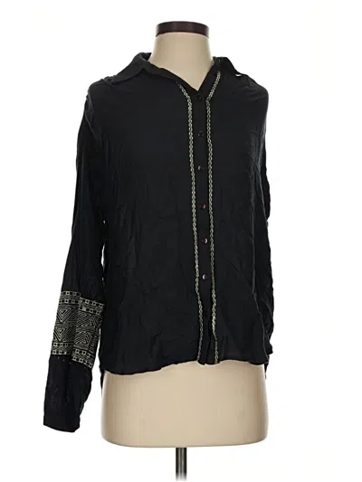 Pre-owned Amuse Society Long Sleeve Blouse In Black