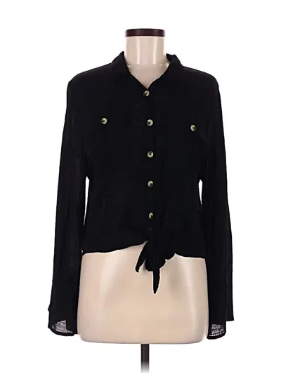 Pre-owned Amuse Society Long Sleeve Blouse In Black