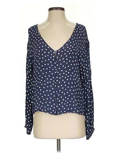 Pre-owned Amuse Society Long Sleeve Blouse In Blue